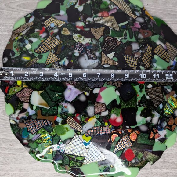 Stained Glass Mosaic Multicolored Disc Stepping Stone Table Decor 13.5" - Picture 8 of 13